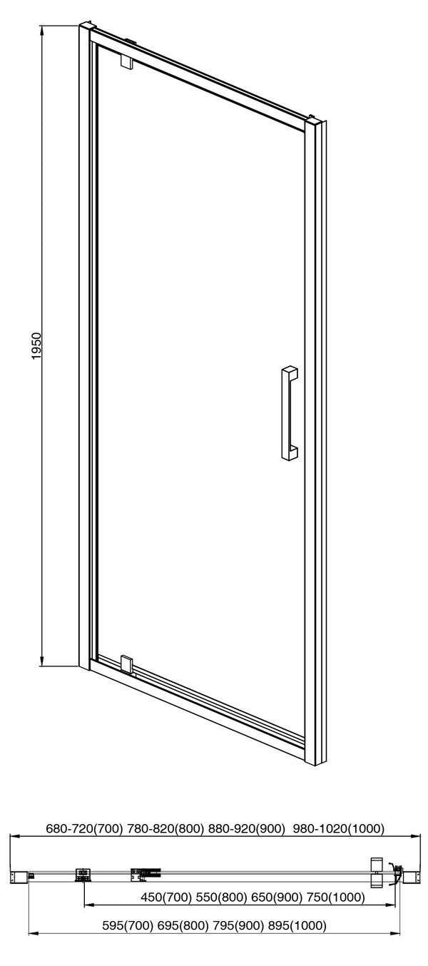 Box doccia 90 cm nicchia anta battente reversibile  vetro temperato trasparente H 195 profilo cromo Marsiglia