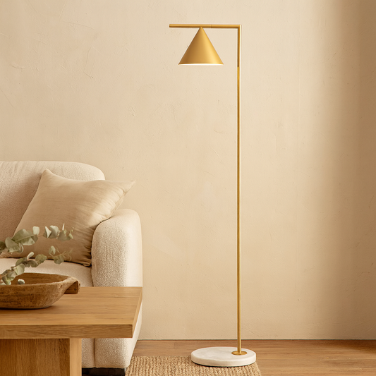 FLOS Captain Flint Lampada a pavimento direzionabile ottone spazzolato e marmo bianco