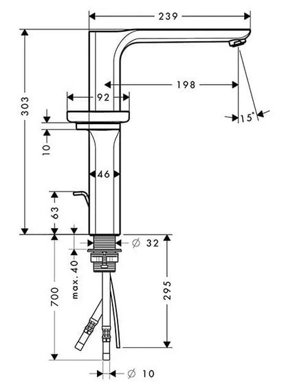 Hansgrohe Urquiola Miscelatore alto lavabo monocomando con porta sapone incluso Cromo