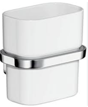Bicchiere Porta Spazzolini a Parete bianco Cromo Urquiola montato a parete, vista del design e della finitura
