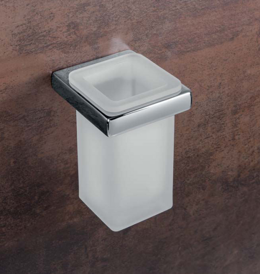 Colombo Lulu bicchiere portaspazzolini a muro in Vetro, dettaglio ravvicinato del materiale e dell'aggancio - Colombo Design