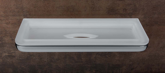Colombo Lulu Porta Spugna a parete con foro di scolo in in vetro acidato e naturale installato in bagno moderno con ante...