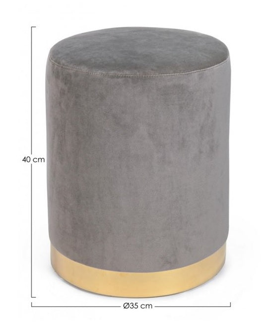 Andrea Bizzotto Lucilla Pouf glamour effetto velluto grigio, dettaglio ravvicinato dei materiali
