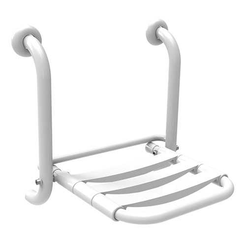 Goman Sedile Ribaltabile Per Doccia Supporto Doghe Ppl Inox in acciaio inox installato in bagno moderno con ante in vetro...