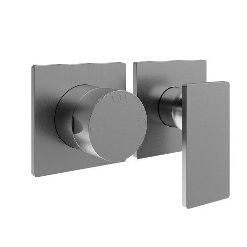 Treemme 5mm miscelatore doccia monocomando con deviatore 2 Acciaio in satinato, vista frontale della maniglia e della...