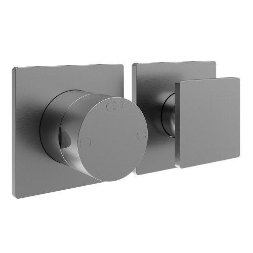 Treemme 5mm miscelatore doccia monocomando con maniglia Acciaio in satinato, vista frontale della maniglia e della bocca...