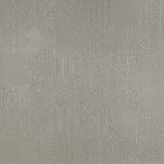 Mutina Dechiner Decor Piastrella Rettificato Relief Spazzolato Cm 120x120 In Gres Porcellanato Grigio