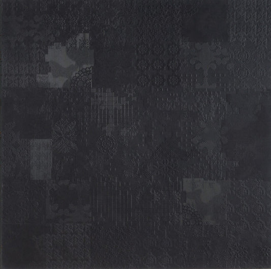 Mutina Dechiner Decor Piastrella Rettificato Relief Spazzolato Cm 60x120 In Gres Porcellanato Nero