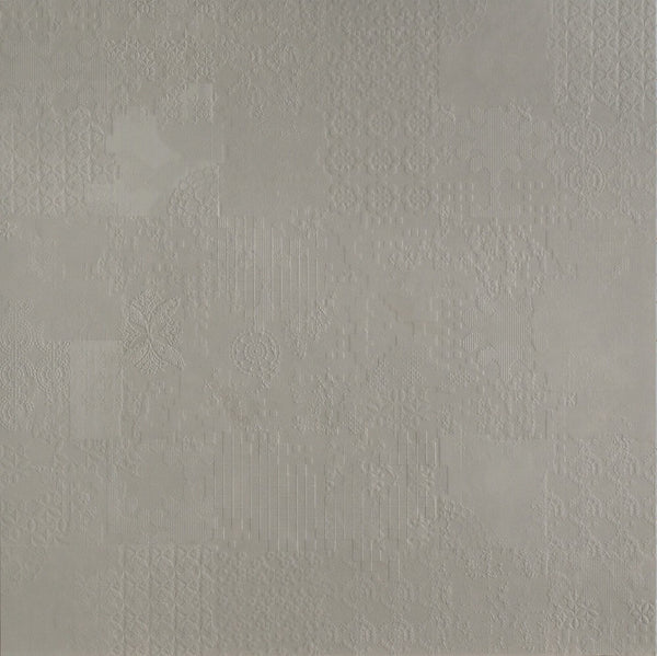 Mutina Dechiner Decor Piastrella Rettificato Relief Spazzolato Cm 60x60 In Gres Porcellanato Grigio