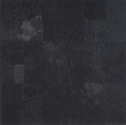Mutina Dechiner Decor Piastrella Rettificato Relief Spazzolato Cm 60x60 In Gres Porcellanato Nero