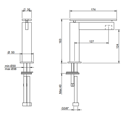 Treemme Time Time-out IT5111CCTMZZ miscelatore monocomando lavabo 124mm cromo
