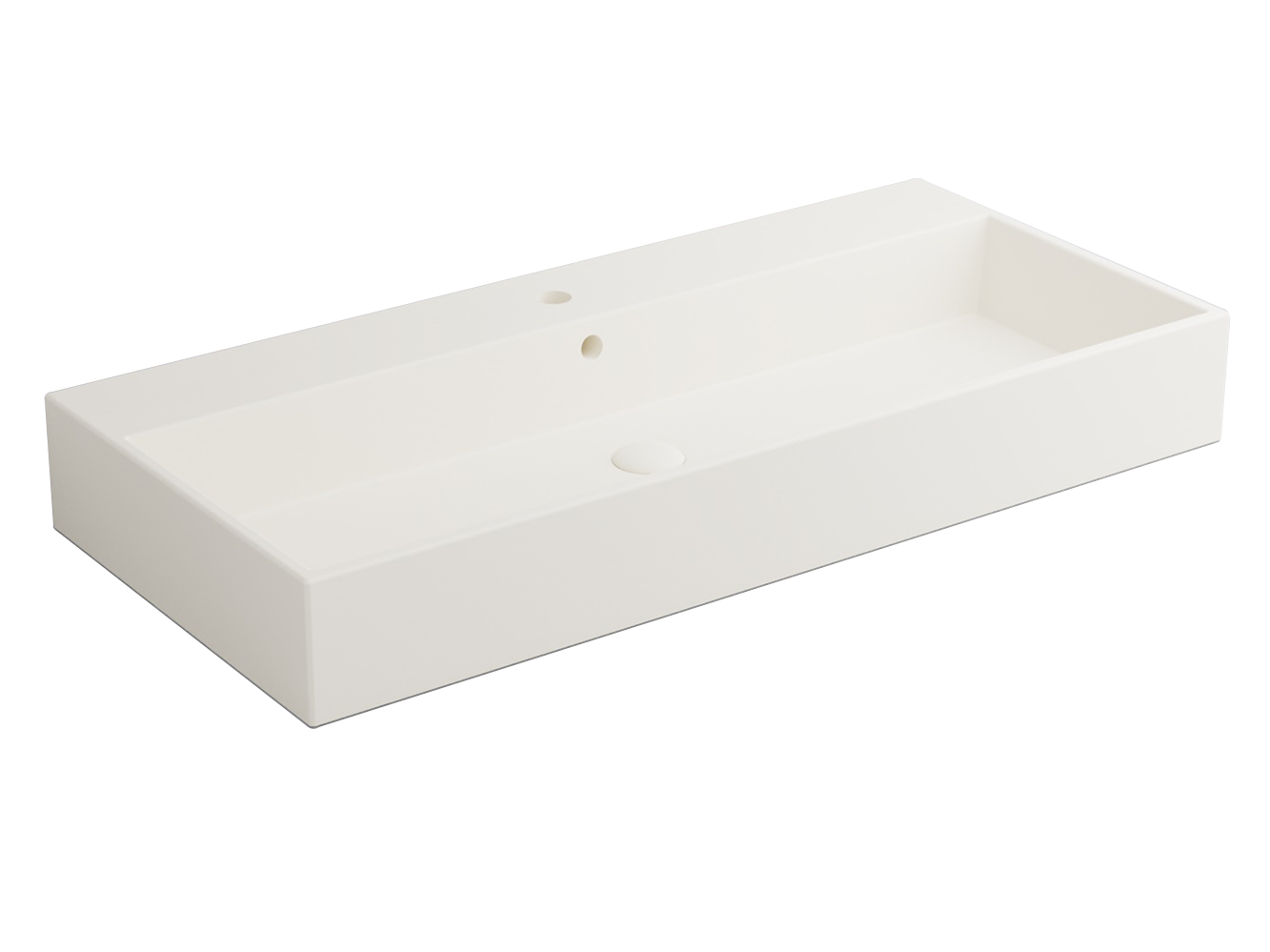 Cielo Smile lavabo 100x46 monoforo rettangolare sospeso o in ceramica ambientato su piano bagno con accessori