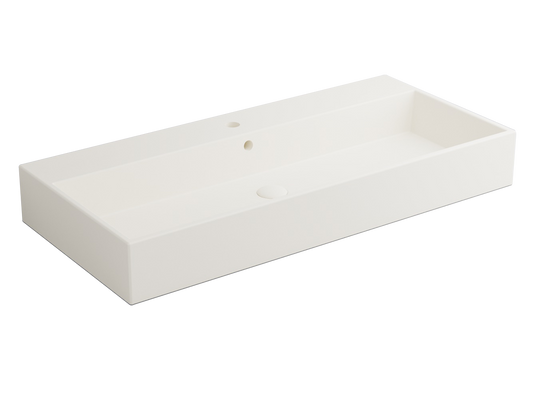 Cielo Smile lavabo 100x46 monoforo rettangolare sospeso o da appoggio con troppo pieno in ceramica talco