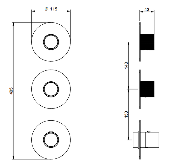 Treemme Watertube RWIT5A74IS01 miscelatore termostatico incasso 2 uscite senza parte incasso inox satinato