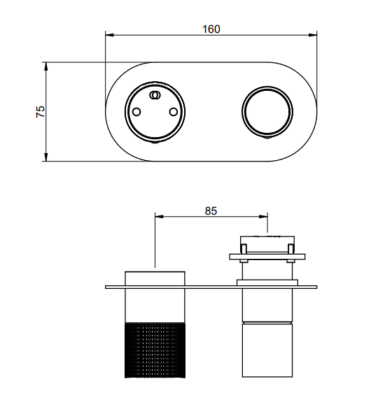 Treemme Watertube RWIT4AE2IS01 miscelatore doccia Acciaio, componenti inclusi smontati: corpo incasso, placca e rosone...