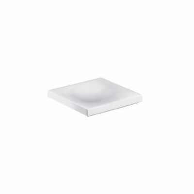 Porta Sapone 12x12 cm da Appoggio in porcellana Bianco montato a parete, vista del design e della finitura