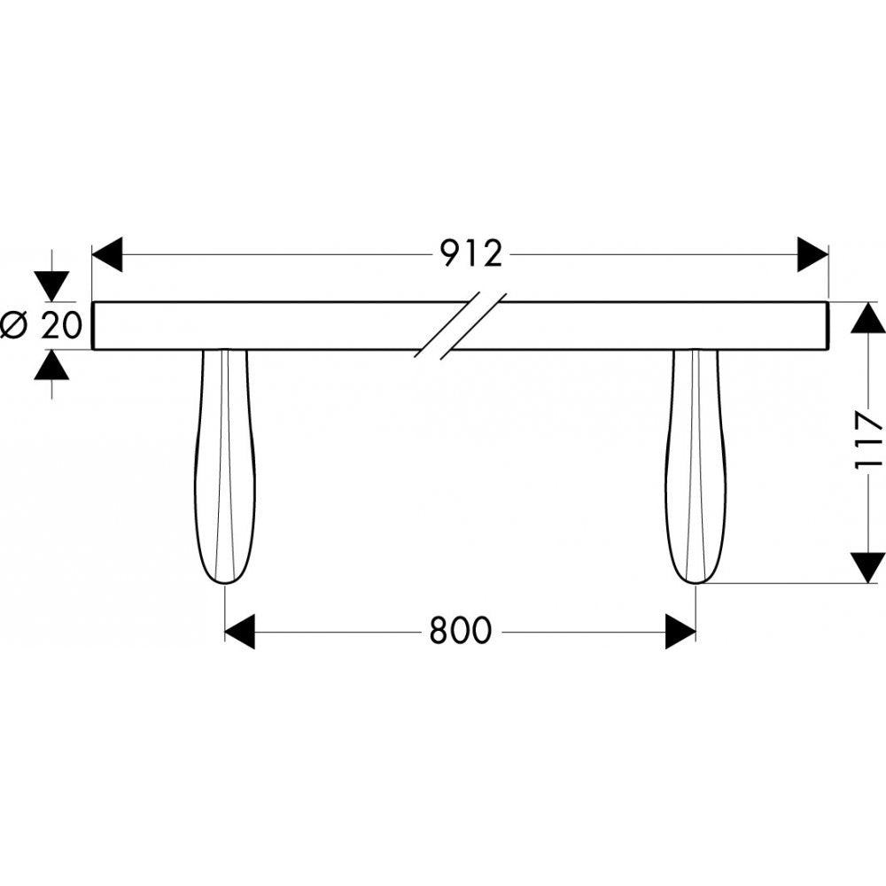 Porta Salviette 91 Cm Cromo Massaud Hansgrohe, dettaglio ravvicinato del materiale e dell'aggancio