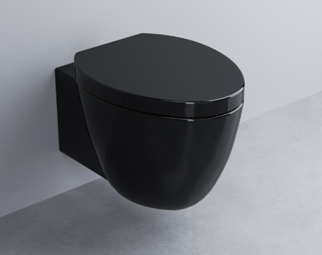 Cielo Le Giare vaso sospeso completo di fissaggio senza in ceramica e lucido ambientato su piano bagno con accessori