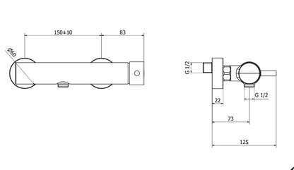 Miscelatore doccia esterno a muro cromo 73212 Jabil