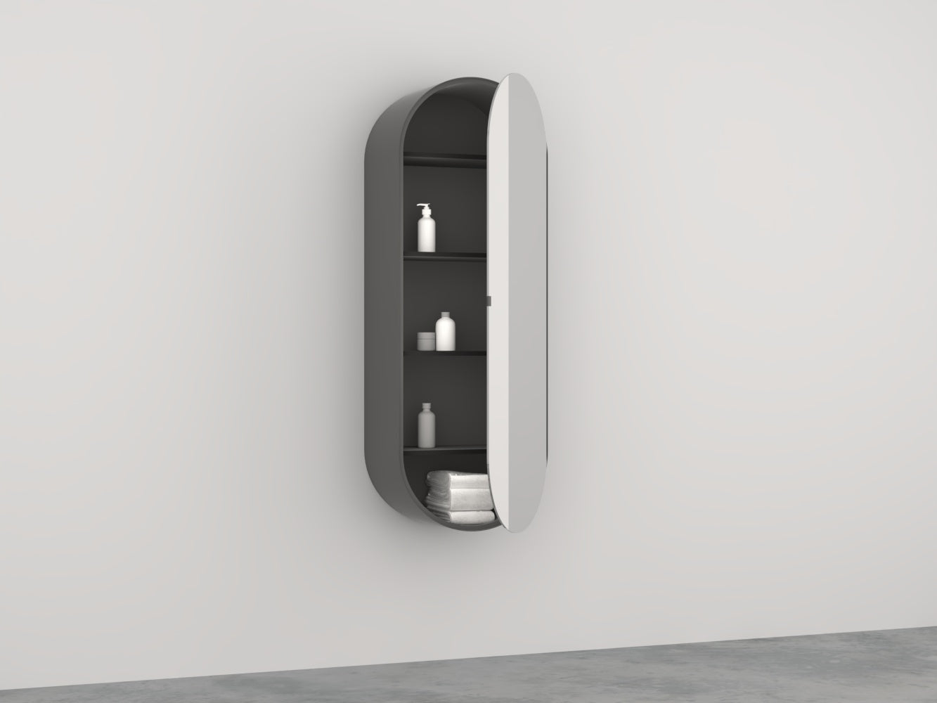 Cielo Arcadia Elio Specchio 50x145 Con Contenitore con lavabo e rubinetteria, vista frontale su sfondo neutro