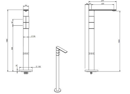 Treemme 5mm miscelatore lavabo a pavimento in acciaio inox satinato