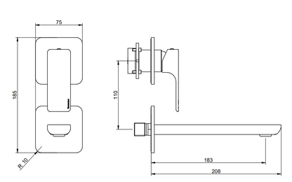 Treemme Hask RWIT6AD2CC01 miscelatore monocomando lavabo 183mm senza parte incasso cromo