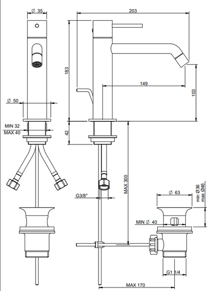 Treemme Up+ IT6B10CCUPCL miscelatore monocomando lavabo 103mm cromo