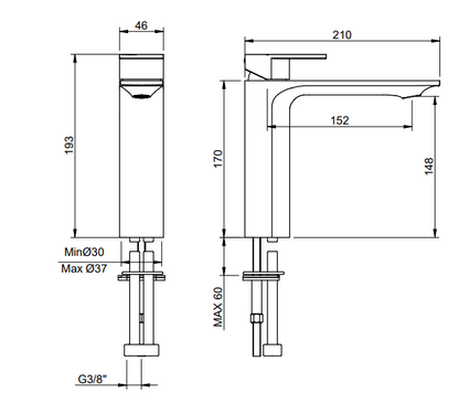 Treemme Ran IT2227CCRNZZ miscelatore monocomando lavabo 148mm medio cromo