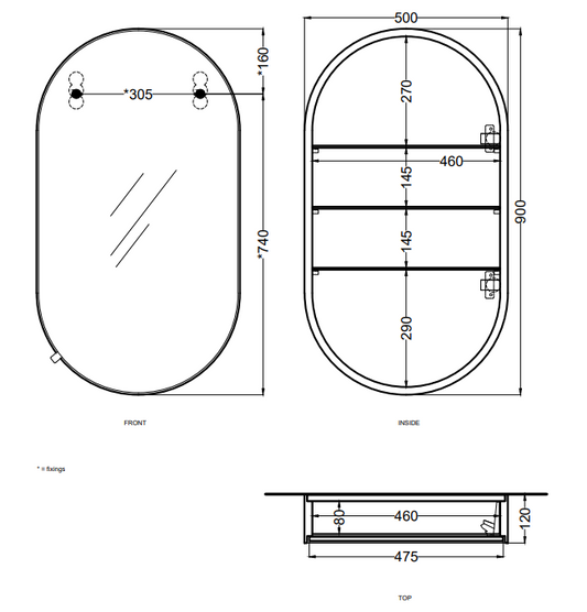 Cielo I Catini Oval Box Specchio 50x90 Contenitore Ovale Con Scocca Laccata oltremare
