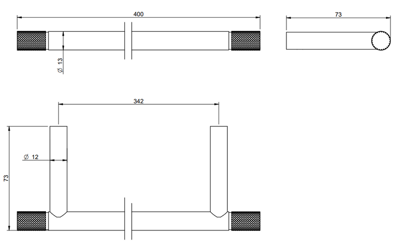 Treemme 22mm portasciugamani 40 cm a muro inox satinato Acciaio, dettaglio ravvicinato del materiale e dell'aggancio...