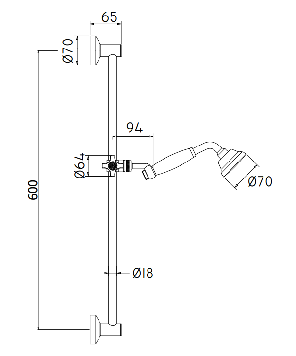Paffoni Belinda Zsal070 asta doccia 73 cm con saliscendi, componenti inclusi smontati: corpo incasso, placca e rosone