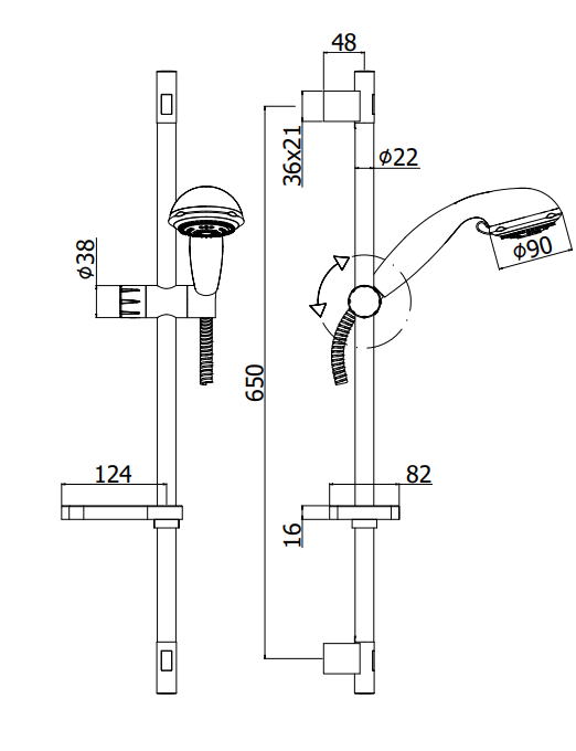 Paffoni Queen Zsal121 asta doccia 73 cm con saliscendi Cromo, componenti inclusi smontati: corpo incasso, placca e rosone