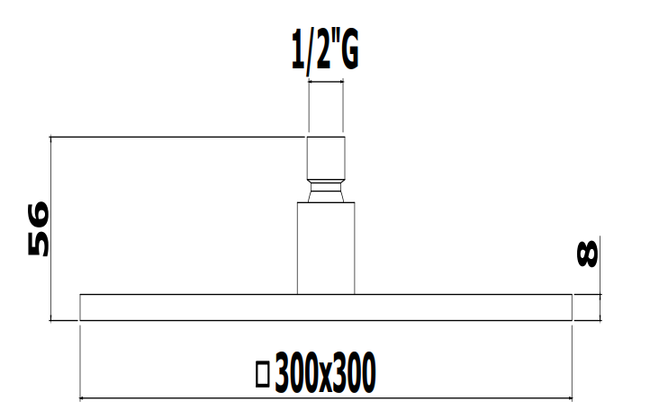 Paffoni syncro king soffione 30x30 doccia 8 mm in metallo, componenti inclusi smontati: corpo incasso, placca e rosone