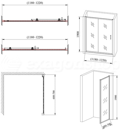 Box doccia 70x120 Nuvola un anta scorrevole reversibile 6 mm H 190 cromo
