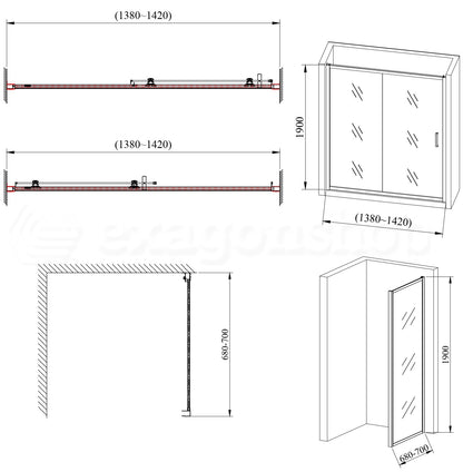 Box doccia 70x140 Nuvola un anta scorrevole reversibile 6 mm H 190 cromo