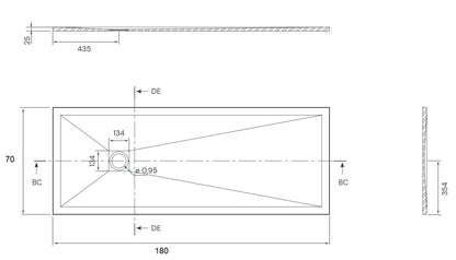 Desio Piatto Doccia 70x180 effetto pietra antibatterico in Solidstone Bianco