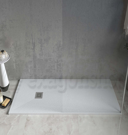 Desio Piatto Doccia 70x90 effetto pietra antibatterico in Solidstone Bianco