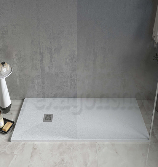 Desio Piatto Doccia 70x90 effetto pietra antibatterico in Solidstone Bianco