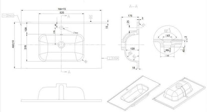 Mobile bagno noce chiaro 70x46 cannettato Urbino due cassetti con lavabo in ceramica