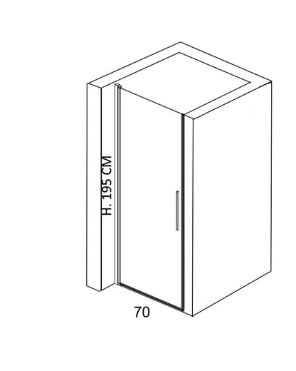 Box doccia 70 cm a nicchia vetro temperato 6 mm 195 H cromo Linje