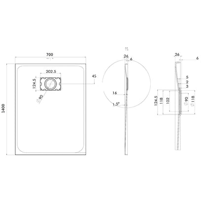 Quarzo piatto doccia 140X70 in smc effetto pietra ardesia beige