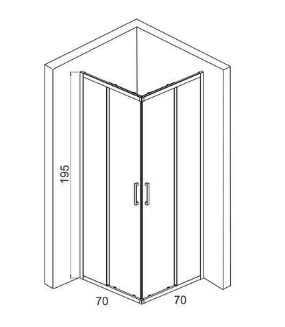Box doccia 70x70 ante scorrevoli reversibile vetro temperato trasparente H 195 profilo cromo Marsiglia