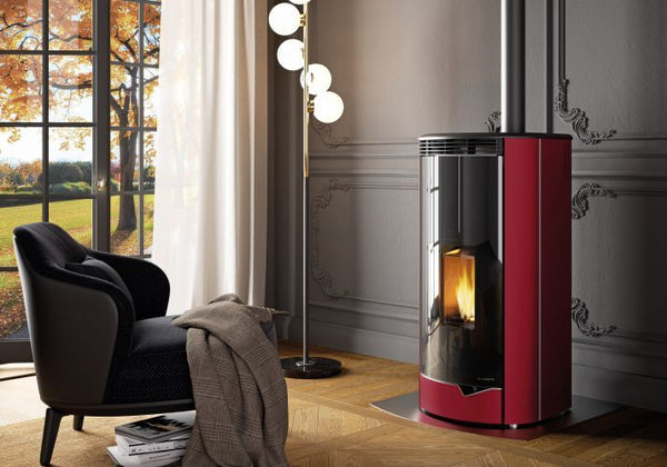 Stufa ermetica A Pellet Ecofire ad Aria con uscita fumi superiore rosso Palazzetti Marianne 9