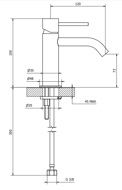 Jabil 25 Miscelatore monocomando lavabo con scarico click clack cromo lucido