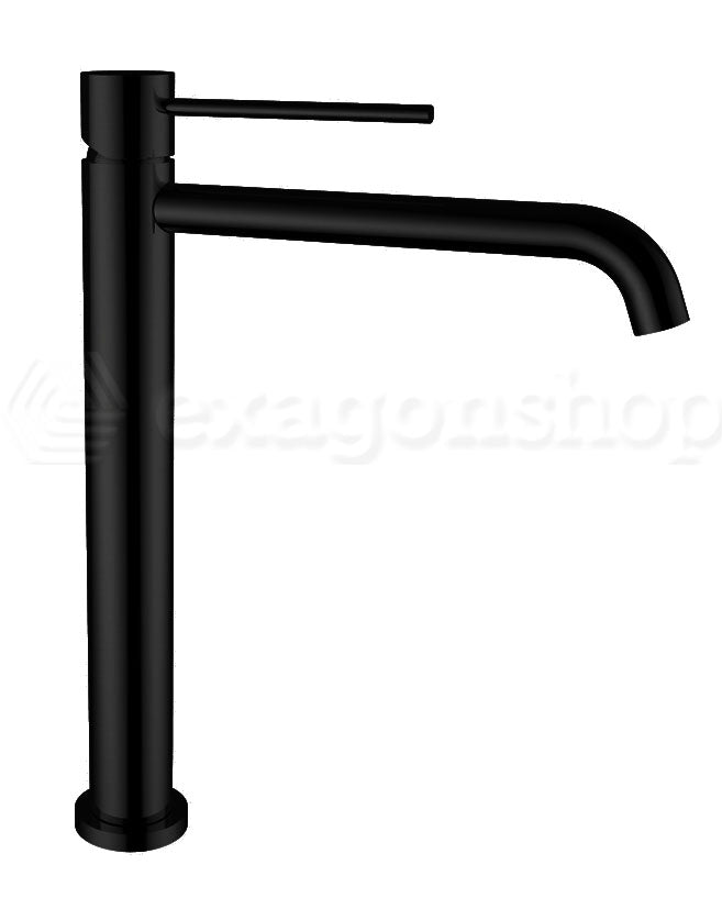 Jabil 25 Miscelatore alto per lavabo con scarico click in opaco ambientato su piano bagno con accessori - Teorema
