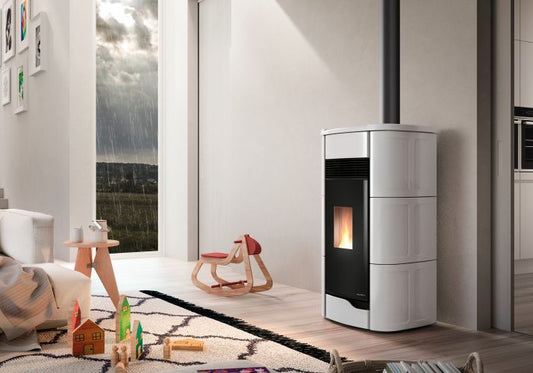 Palazzetti Anna 12 US Stufa A Pellet Ermetica ad aria con uscita fumi superiore in ceramica Beige
