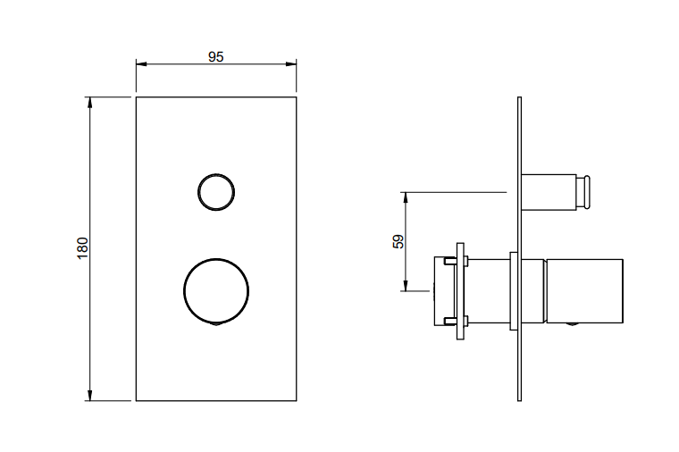 Treemme T30 RWIT5BB1CC01 miscelatore monocomando doccia Cromo Lucido, componenti inclusi smontati: corpo incasso, placca...