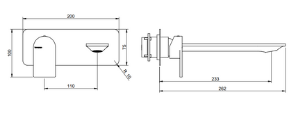 Treemme Ran miscelatore lavabo incasso 232mm senza parte incasso cromo