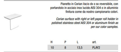 Antonio Lupi Play2 Porta Carta Liscio in Corian e acciaio inox