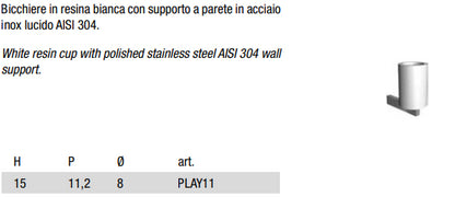 Antonio Lupi Play11 Bicchiere Resina Bianca Con Supporto Inox Lucido